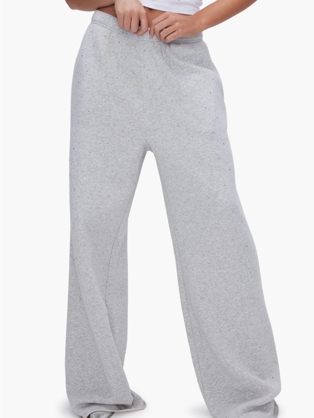 Good American Crystal Fleece Wide Leg Sweatpants size 0